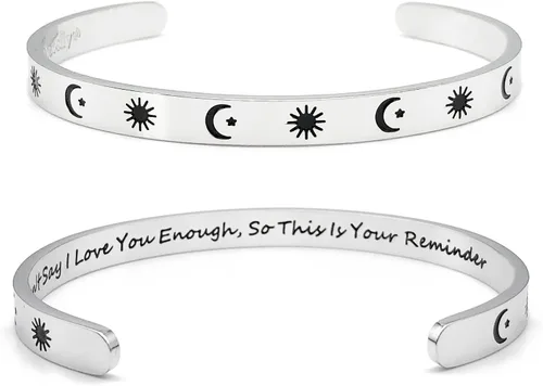 Vista 142 de Pulseras inspiradoras para mujer, joyería de acero inoxidable, con refranes, pulsera motivacional con mensaje oculto, pulseras grabadas para mejor