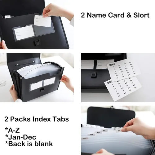 Vista 6 de FANWU Carpeta de acordeón expandible con 26 bolsillos con asa, tamaño de papel de letra A4, carpeta grande de plástico expandible, organizador