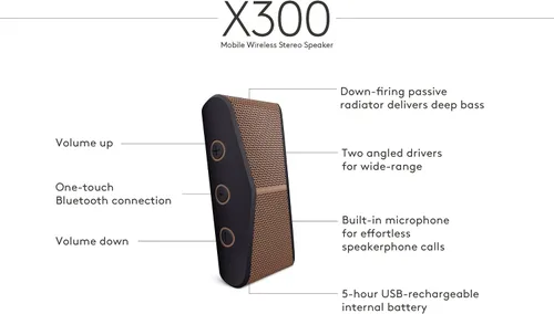 Vista 5 de Logitech Altavoz estéreo inalámbrico móvil X300, negro cobre