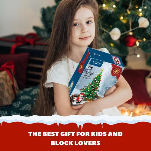 Vista 4 de Juego de construcción de árbol de Navidad, figuras de Papá Noel y reno, bloques de construcción, para niños de 6 años en adelante, niños, niñas