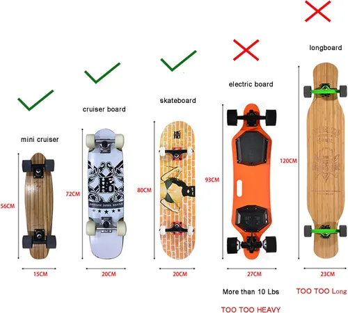 Vista 5 de YYST Desk Store Soporte para patineta, gancho para patineta, soporte para patineta, soporte para mini crucero, proporciona un lugar conveniente