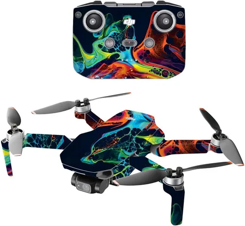 Vista 8 de MightySkins - Compatible con DJI Mini 2 Dron portátil - Aqua Swirl Funda protectora de vinilo duradera y única Fácil de aplicar, quitar