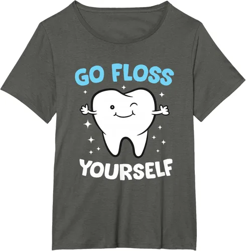 Vista 68 de Camiseta higienista dental, asistente dental, Go Floss Yourself dentista, Negro, S