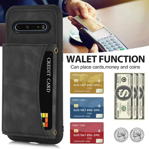 Vista 3 de Asuwish Funda de teléfono para LG V60 ThinQ V60ThinQ 5G G9 Thin Q Wallet Cover con protector de pantalla de vidrio templado y soporte de tarjeta