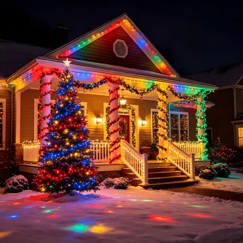 Vista 6 de Joomer Solar Christmas Lights, 2PACK Total 144FT 400LED Color Changing Blanco cálido+multicolor