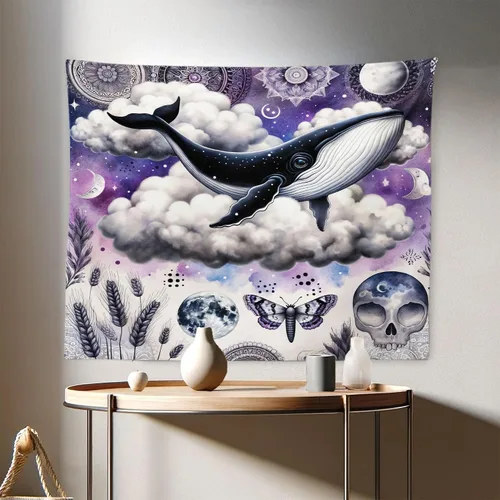 Vista 157 de Ambesonne Tapiz de hongos, atmósfera psicodélica, escena astral estrellada con motivos orientales trippy, decoración de tela para colgar en la pared