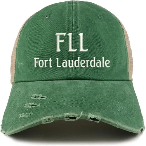 Vista 2 de Trendy Apparel Shop FLL Fort Lauderdale - Gorra de malla bordada con diseño de camionero deshilachado Marrón