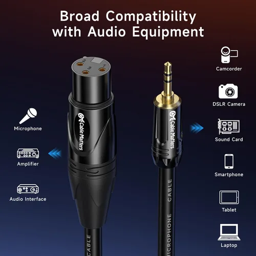 Vista 4 de Cable Matters Cable desequilibrado de 0.138 in a XLR, macho a hembra, 3 pies Cable macho a XLR hembra de 1/8 de pulgada (0.138 in), desequilibrado