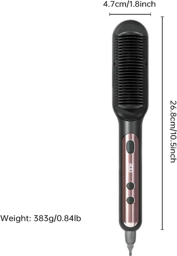 Vista 7 de Cepillo alisador de cabello con 9 temperaturas, cepillo alisador iónico negativo para el cuidado de la liebre, peine alisador de cerámica con diseño