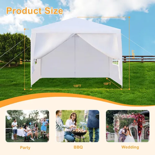 Vista 4 de Outvita Gazebo para exteriores, toldo blanco con paredes laterales, tienda de campaña para fiesta de boda con bloqueo UV para fiestas, refugio