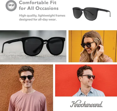 Vista 6 de Knockaround Paso Robles Polarized Square Sunglasses for Men & Women - Trendy Sunglasses - UV400 Protection