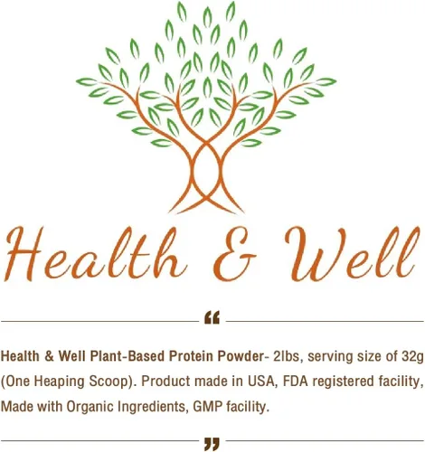 Vista 5 de Health & Well Proteína en polvo a base de plantas, contiene tres proteínas veganas y ocho súper frutas diferentes (vainilla)