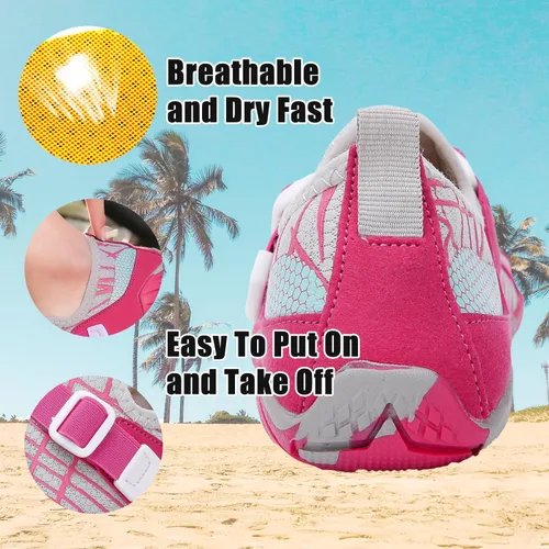 Vista 5 de Joelynne Zapatos de agua para mujeres y hombres, de secado rápido, descalzo, para playa, natación, deportes, senderismo, buceo, surf, 1-carbon Black