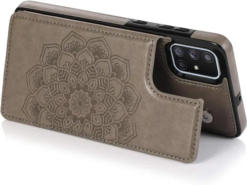 Vista 2 de Asuwish Funda compatible con Samsung Galaxy A71 4G y protector de pantalla de vidrio templado, accesorios para celdas, ranura para tarjetero, Gris