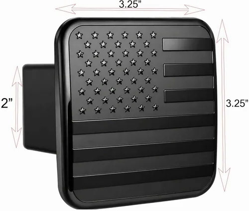 Vista 2 de Tapón de enganche de bandera negra estadounidense de 2 pulgadas Resistente a la intemperie, apto para lavado de coches, se adapta a receptor de 2