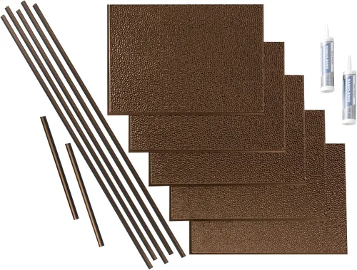 Vista 12 de FASÄDE Kit de protector contra salpicaduras de vinilo decorativo martillado de 15 pies cuadrados en bronce antiguo
