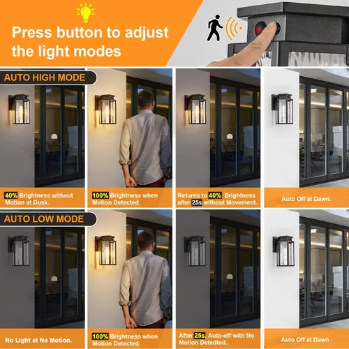 Vista 3 de Paquete de 2 lámparas solares de pared para exteriores, con sensor de movimiento, apliques de pared exterior del atardecer al amanecer, accesorios
