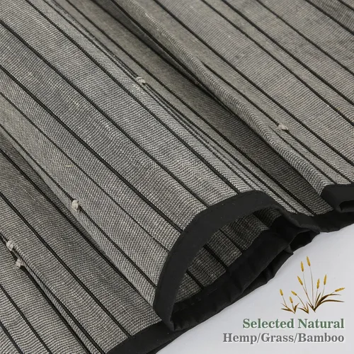Vista 2 de Yin Yang Persianas romanas de bambú opacas sin cables, elegantes persianas romanas de madera tejida natural con cenefa de 6 pulgadas de alto