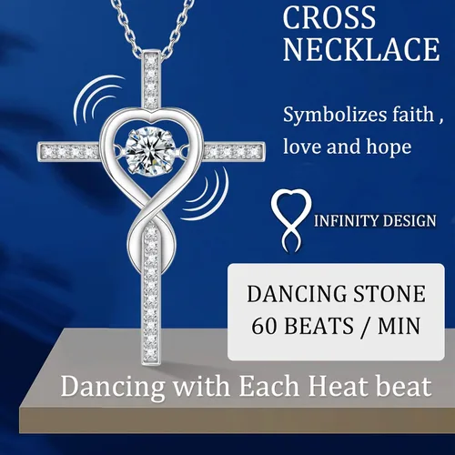 Vista 4 de Collar de cruz de moissanita para mujer, cadena flotante con colgante de crucifijo de diamante de laboratorio para hombres, joyería de cruz