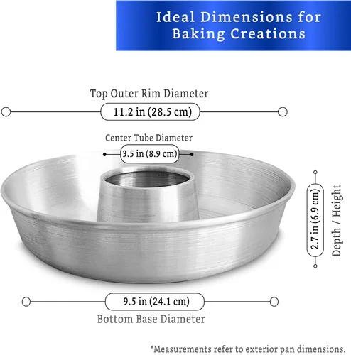 Vista 3 de Molde de aluminio para tartas (11.2 pulgadas) – Molde para Chocoflan y Pasteles Bandeja de tubo con núcleo central - Molde de flan - Molde