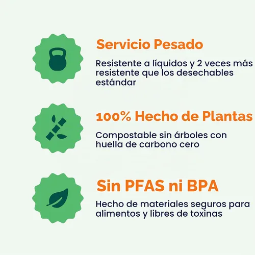 Vista 3 de Cuencos de papel 100% compostables de 12 oz. [1000 unidades] Cuencos para sopa resistentes de color blanco natural, cuencos de bagazo no blanqueados