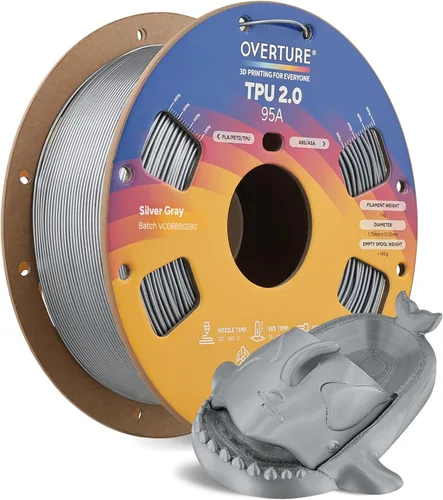 Vista 27 de OVERTURE - Filamento de TPU de 1/16 pulgadas, rollo flexible de poliuretano termoplástico, impresora 3D suave, 95A, carrete de 2.2 libras, precisión