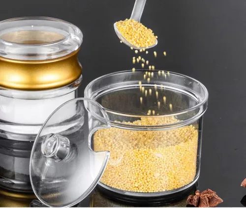 Vista 3 de Clean Acrylic Sugar Bowl - Tarro de especias con tapa y cuchara