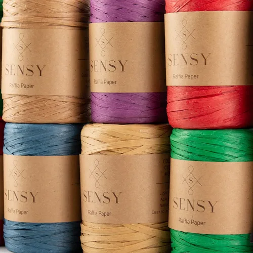 Vista 9 de Sensy Premium - Papel de rafia (438 yardas), cinta de papel (azul)