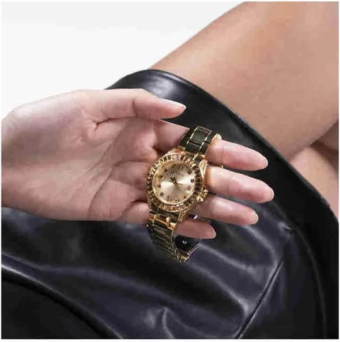 Vista 8 de GUESS US - Reloj analógico de cristal azul e iridiscente para mujer, Arco iris