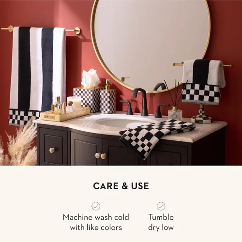 Vista 4 de MACKENZIE-CHILDS Toalla de mano, bonita toalla de mano decorativa para baño y cocina, cuadros negros y blancos
