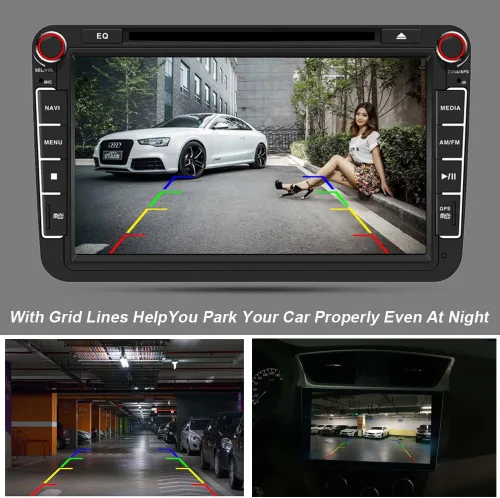 Vista 7 de Cámara de respaldo para automóvil, impermeable, para placa de matrícula trasera y reversa, repuesto para Golf V, Skoda, Fabia, Passat, B5, Tiguan