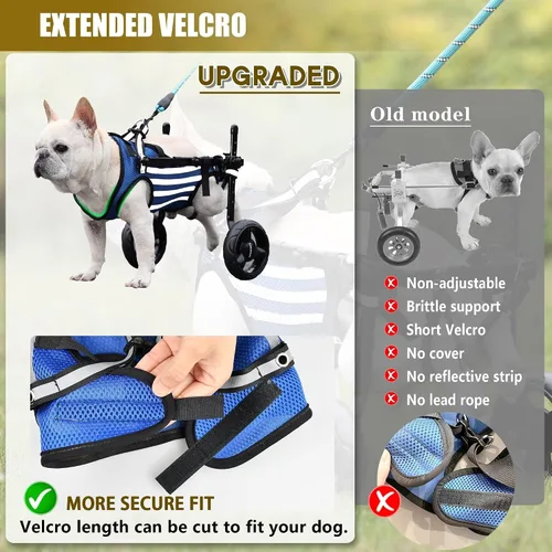 Vista 4 de Silla de ruedas pequeña para perros con patas traseras para perros con patas traseras discapacitadas, para caminar, carritos ajustables para perros