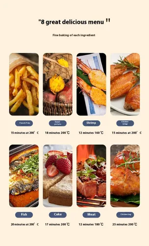 Vista 3 de Freidora de aire digital con pantalla LED, 8 modos preestablecidos, cocción sin aceite, color negro