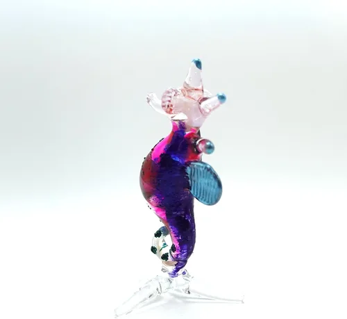 Vista 5 de Figura pequeña de cristal en miniatura de caballito de mar, animal de vidrio soplado hecho a mano, bonita decoración del océano, regalo