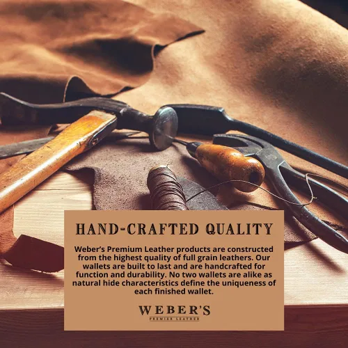 Vista 8 de WEBERS PREMIER LEATHER - Serie Wildlife - Cartera plegable para hombre - Cartera de cuero marrón de grano completo Marrón