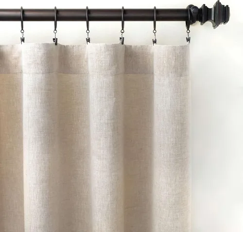 Vista 8 de Pine Cone Hill Lush Linen - Panel de cortina color marfil, 55 pulgadas de ancho x 63 pulgadas de largo, patrón sólido marfil