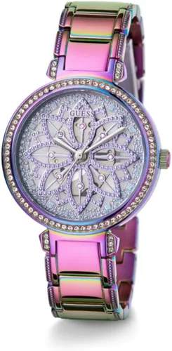 Vista 2 de GUESS US - Reloj analógico de corte floral iridiscente para mujer