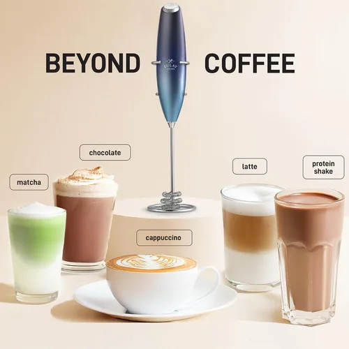 Vista 116 de Zulay Milk Boss Espumador de leche potente manual, hace espuma para latte, batidor para mezclar bebidas, café, miniespumador para capuchino, frappé