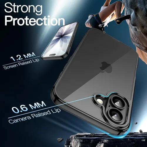 Vista 4 de JETech - Funda para iPhone 17 de 16 cm, cubierta a prueba de golpes, con parte trasera transparente antiarañazos, no se amarilla (negro)