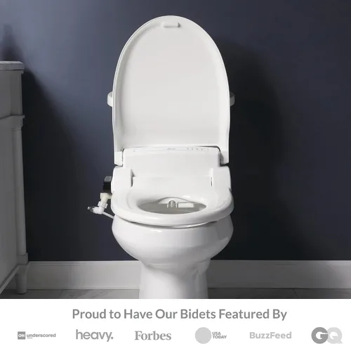 Vista 10 de Bio Bidet BB1000 Asiento de bidé de agua caliente, secador de aire, asiento calefactable con tapa de cierre lento, control remoto, redondo