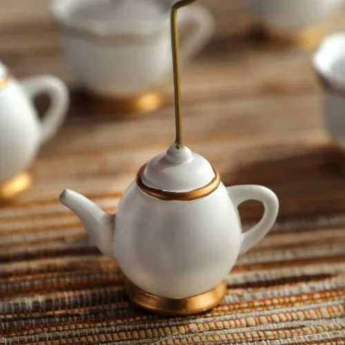 Vista 9 de Kate Aspen, portatarjetas de lugar, Tea Time Whimsy, tetera y taza de té, tarjetas de lugar incluidas, juego de 6