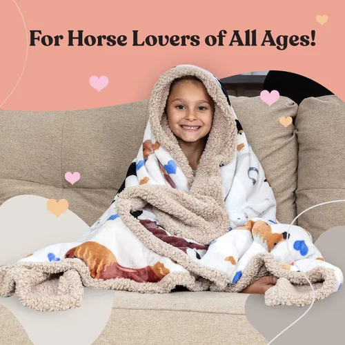 Vista 3 de Manta de caballo para niñas, regalo perfecto para niñas, suave y acogedora manta de 50 x 60 pulgadas, amada por niños y nietas, regalos ecuestres