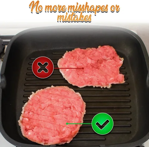 Vista 4 de Burger Press Hamburguesa Hamburguesa - Anillos de molde de hamburguesa de 4.5 pulgadas de tamaño perfecto como prensa de hamburguesa de fácil