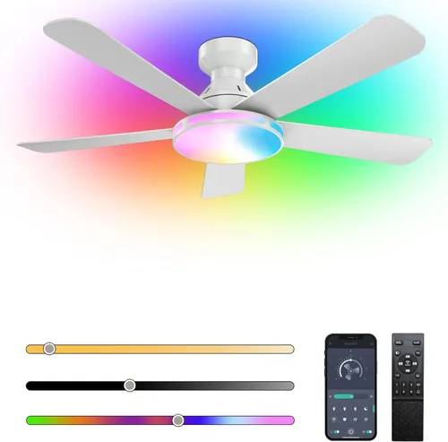 Vista 26 de Ventiladores de techo con luces, ventilador de techo empotrado de perfil Marrón