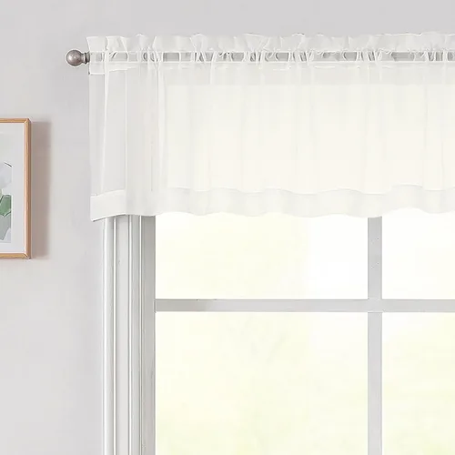 Vista 293 de 2 paneles de cortinas traslúcidas blancas para dormitorio, sala de estar, 96 pulgadas de largo, modernas, suaves, ligeras, con bolsillo para barra