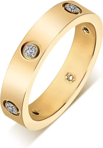 Vista 2 de AoJun - Anillos para mujeres, anillos de acero y titanio chapados en oro de 18quilates, modernos y clásicos, regalos para parejas, día de San