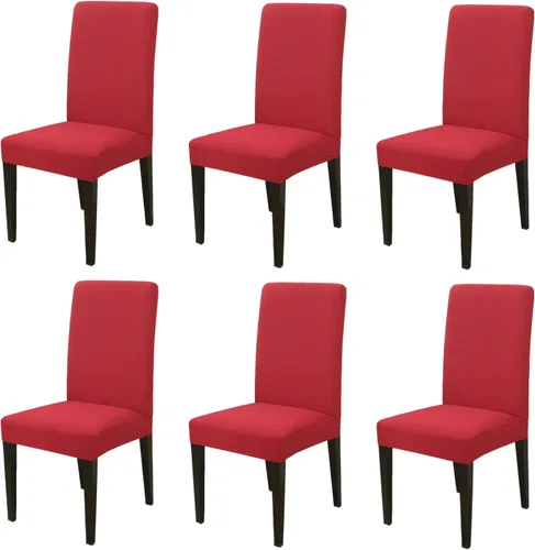 Vista 22 de Chickwin Paquete de 2 fundas elásticas para sillas de comedor, fundas elásticas negras para sillas de cocina, de elastano, sin brazos, ideales