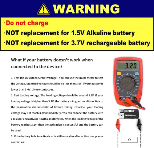 Vista 3 de EEMB ER26500 3.6V 9000mAh C tamaño batería de litio de alta capacidad Li-SOCL₂ batería no recargable LS26500 SB-C01 TL-2200 para monitor de presión