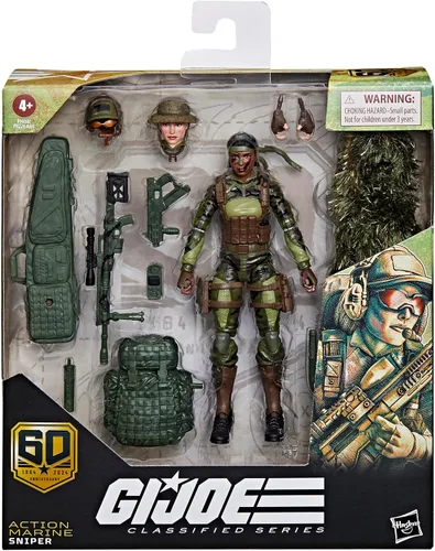 Vista 2 de G.I. Joe Classified Series 60th Anniversary Action Marine - Francotirador, figura de acción coleccionable de 6 pulgadas con traje Ghillie y 19