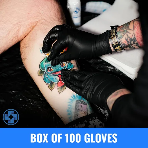 Vista 7 de Saniderm Guantes de tatuaje de nitrilo – Caja de 100 – Guantes desechables duraderos de 4.5 mil, sin polvo, sin látex